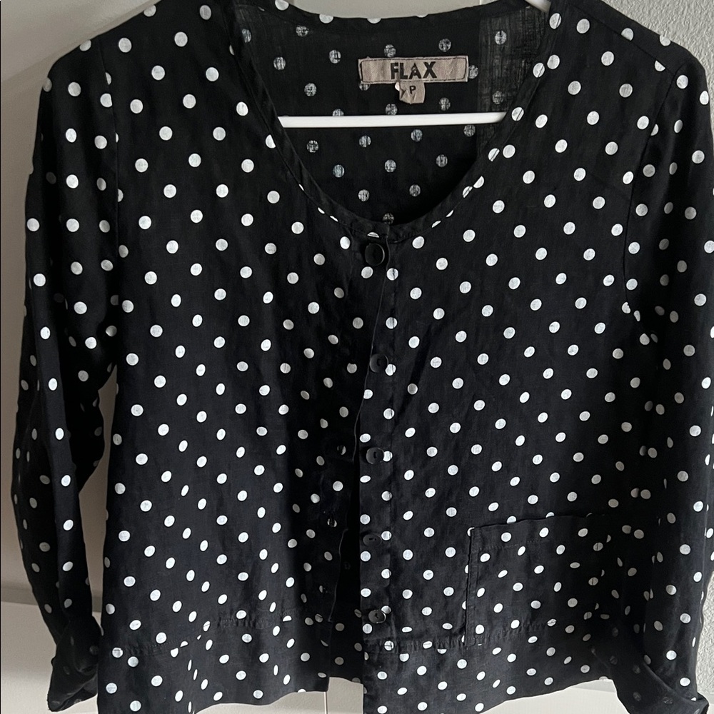 Flax Black and White Polka Dot Blouse